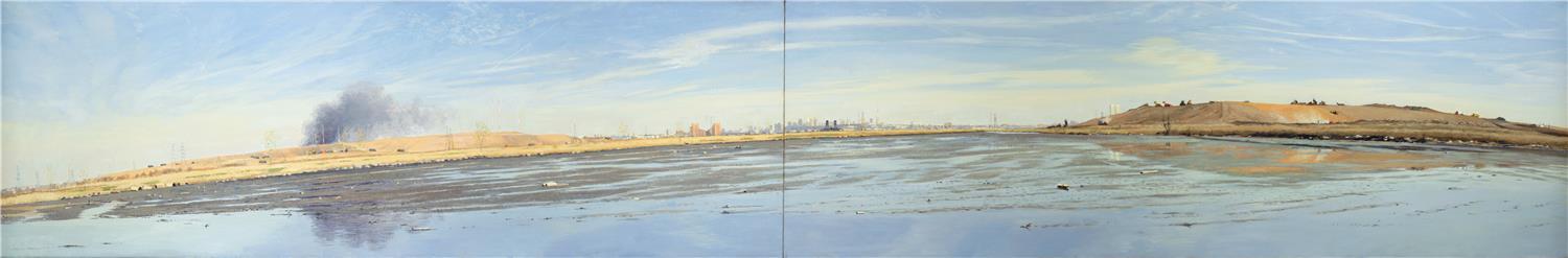 油画-美国阿特金森美术馆-Rackstraw Downes-Two Dumps in the Meadowlands- April, Lowtide, A Grass Fire, .tifRackstraw Downes - Two Dumps in the Meadowlands- April, Lowtide, A Grass Fire-391